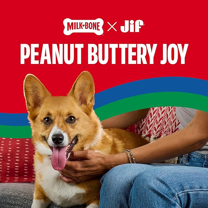Milk-Bone Peanut Buttery Dipped Dog Biscuits with Jif Peanut Butter, 32 Oz. Bags (Pack of 2)