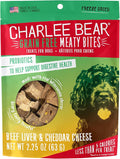 Charlee Bear Grain Free Meaty Bites Freeze Dried Dog Treats, Beef and Cheese, 2.25 Ounce Resealable Bag, Training Treats or Meal Topper Dogs, High Protein Dog Snacks, Made in USA