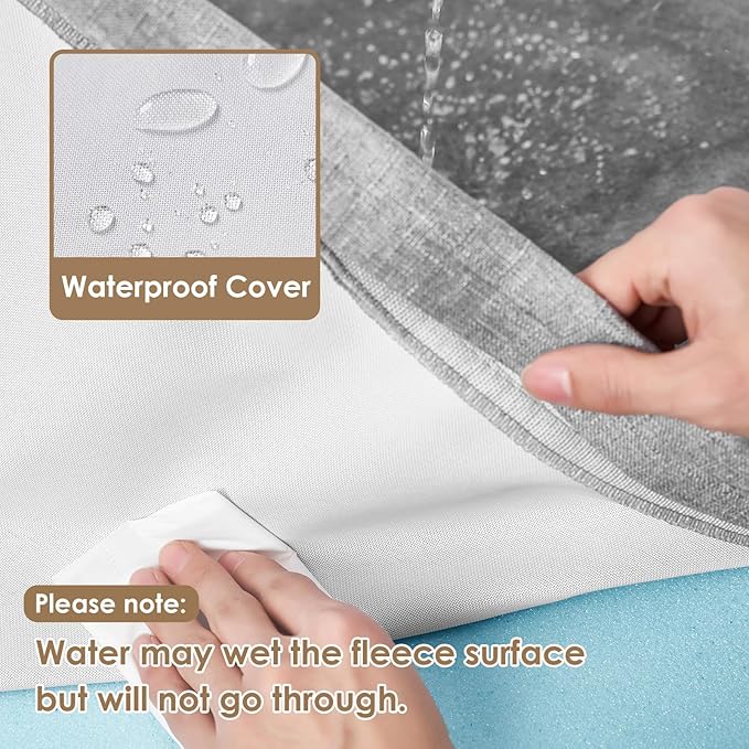 EHEYCIGA Waterproof Dog Bed Memory Foam 44x32, Orthopedic Dog Beds Mat for Extra Large Dogs with Removable Cover, Grey