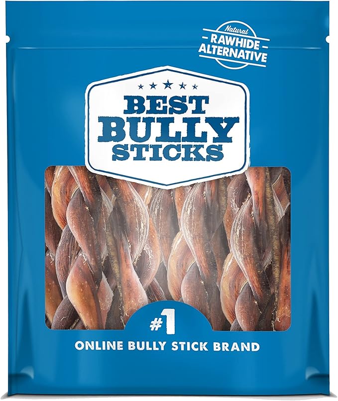 Best Bully Sticks 4-5 Inch Braided Bully Sticks - 1 lb (Pack of 1) - Natural, Easily Digestible, Limited Ingredient, Healthy Dog Treats, Free-Range Grass-Fed