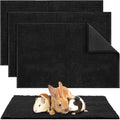 Amylove 4 Pcs Guinea Pig Cage Liner Washable Fleece Pee Pads Pet Dog Cat Bedding Training Mat for Small Animal Guinea Pig Puppy Bunny Hamster(16 x 24 Inch,Rectangular,Black)