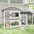 57" L Wooden Rabbit Hutch Outdoor Indoor with Waterproof Roof, 2-Story Bunny Hutch with Pull Out Tray, Chew-Resistant Ramp, Ideal for Rabbit, Guinea Pig, Hamster (57" L X 21" W X 33.5" H)