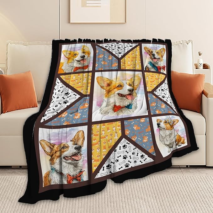 Corgi Throw Blanket Corgi Puppy Stuff Gifts for Dog Lover Kids Girls Boys Adults Women Men Soft Cozy Warm Plush Fluffy Fuzzy Fleece Blanket Decor 60''X80''