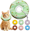 Seyezo Cat Cone Collar Soft, Adjustable Cat Recovery Collar Kitten Cones to Stop Licking, Cute Donut E Collar After Surgery, Cats Neck Pillow Cone Elizabethan Cones of Shame (Waterproof Green, Small)