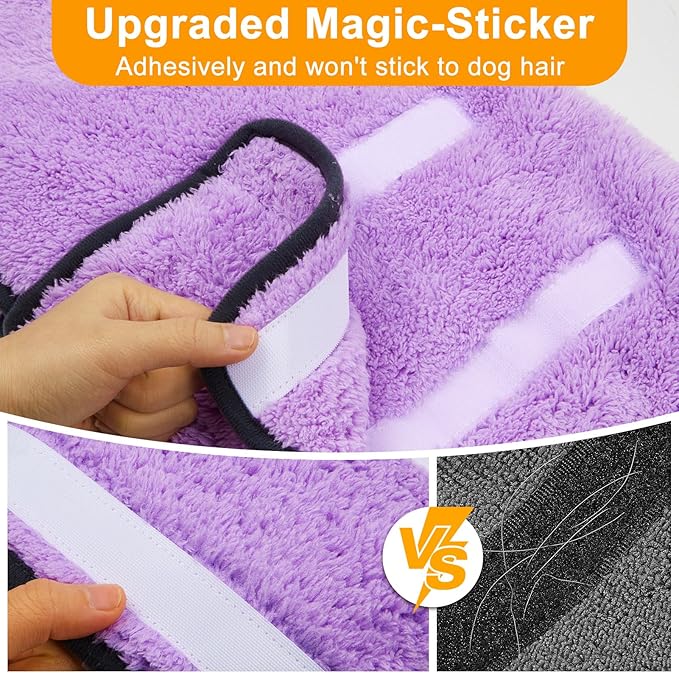 Bienbee Dog Bathrobe, Quick Drying Super Absorbent Dog Robes for After Bath, Warm Keeping Dogs Towel, Dogs Bath Supplies, Light Purple M
