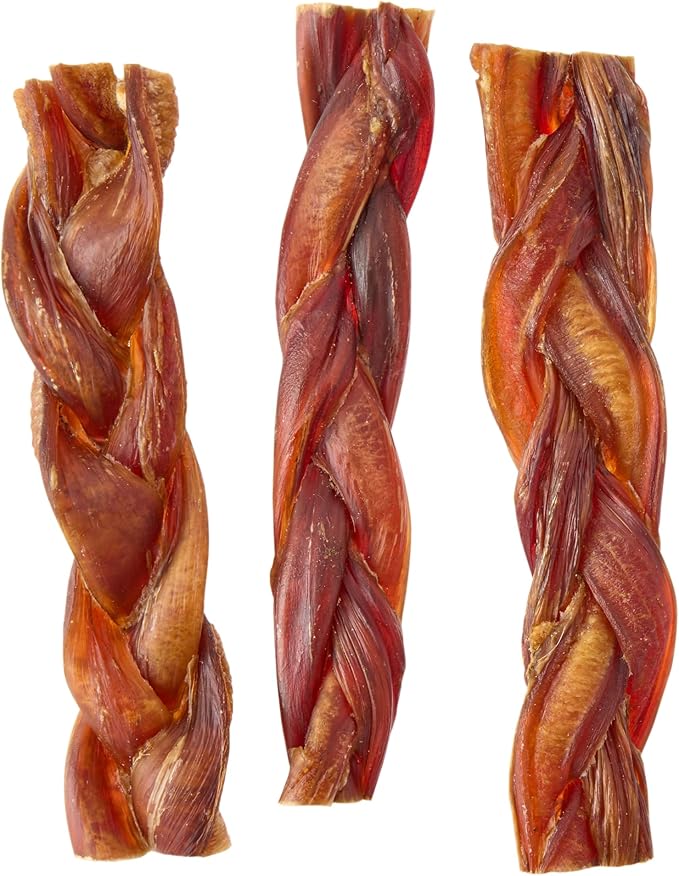 Amazon Brand - Wonder Bound Braided Bully Sticks, All-Natural, Highly Digestible, Long Lasting Dog Beef Treats, 6 inch, 3 Count