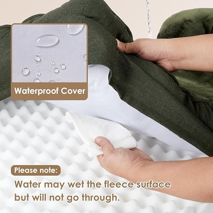 EHEYCIGA Orthopedic Dog Bed for Medium Dogs, Waterproof Memory Foam Medium Dog Beds with Sides, Non-Slip Bottom and Egg-Crate Foam Pet Couch Bed with Washable Removable Cover, Dark Green