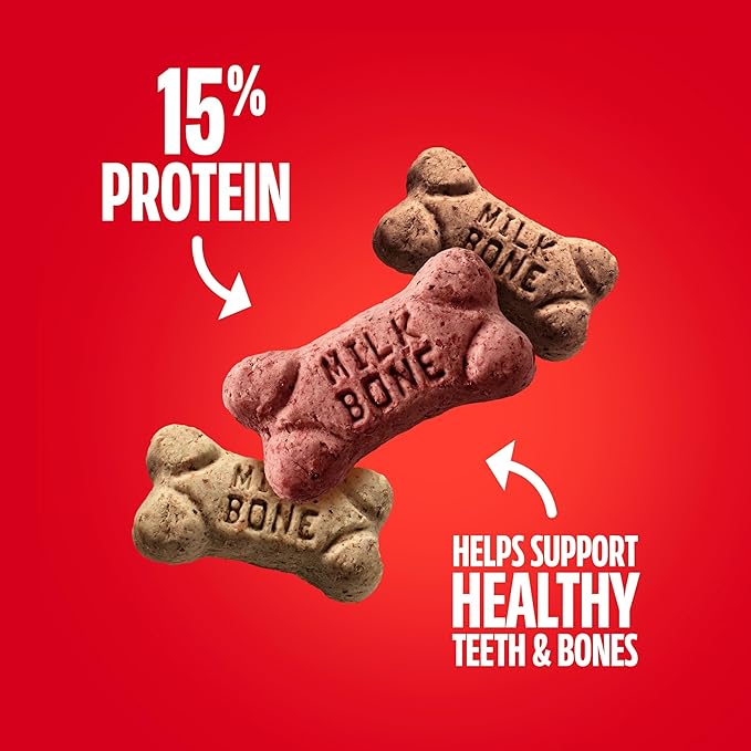 Milk-Bone Mini's Flavor Snacks Dog Treats, 15 Ounce (Pack of 6) Crunchy Texture Helps Reduce Tartar