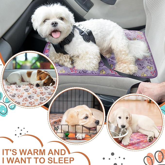 Reginary 4 Pcs Waterproof Guinea Pig Blankets Washable Small Animal Fleece Bedding Guinea Pig Cage Liners Reusable Training Pads Pet Pee Pad Sleep Mat for Hamster(Paw Print,24 x 47 Inch)