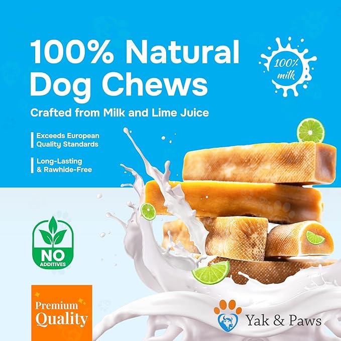Yak & Paws Gold Yak Cheese Himalayan Dog Chews 5.6-6.3 oz (Large - 1 Bar) | Dog Treats Medium Breed | Odorless and Great for Oral Health | Long Lasting | High Protein | Dental Sticks