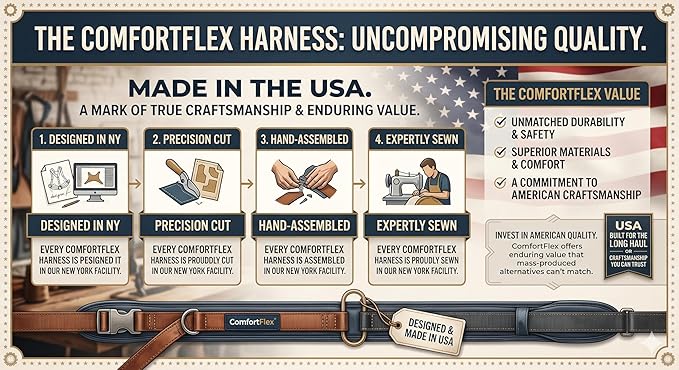 ComfortFlex Sport Dog Harness – No-Choke, Fully Padded, Non-Chafing Harness with Control Handle – Reflective, Lightweight, Adjustable for Active Dogs – Medium, Bordeaux