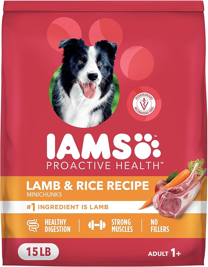 IAMS Dry Dog Food Lamb and Rice Proactive Health Food for Dogs, 15.0 lb