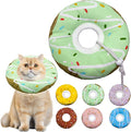 Seyezo Cat Cone Collar Soft, Adjustable Cat Recovery Collar Kitten Cones to Stop Licking, Cute Donut E Collar After Surgery, Cats Neck Pillow Cone Elizabethan Cones of Shame (Waterproof Green, Medium)