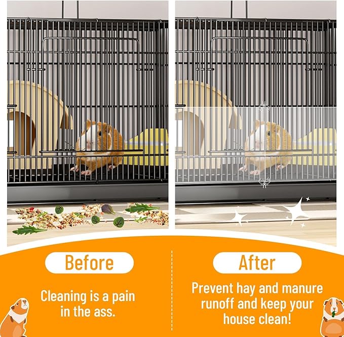 PETKNOWS 12 Pack Pet Cage Liner Protection Rabbit Cage Urine Guard Clear Cage Edge Liner Guinea Pig Side Lining Habitat Siding Cage Accessories, 11.8 inches x 5.9 inches Bedding Litter