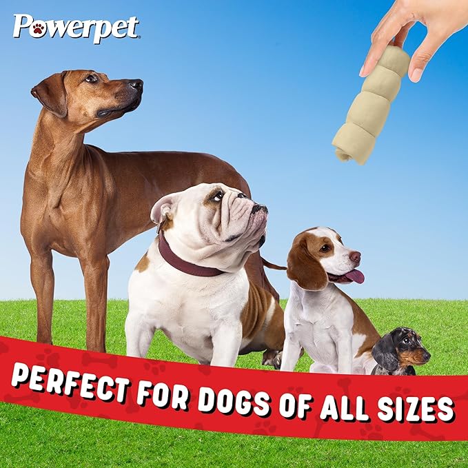 Powerpet Treats Beef Cheek Rolls for Dogs - Promotes Dental Hygiene - 100% Natural & Highly Digestible - High Protein, Low Fat Breeds - No Rawhide - Healthy Chew Treats - 1 Roll