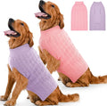 2 Pack Dog Sweaters for Large Dogs Winter Turtleneck Pullover Cable Knit Fleece Stretch Pitbull Labrador Golden Retriever Doberman Bulldog Boy Girl Pet Clothes (XL, Pink & Purple)