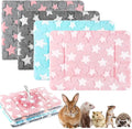 Haull 4 Pcs Waterproof Guinea Pig Bedding Guinea Pig Bed Plush Cage Liners Soft Rabbit Dog Crate Pad Cat Mat Reversible Cozy Animal Pee Pad Hamster Bunny Mat Accessory(Cute Star,13 x 10 Inch)