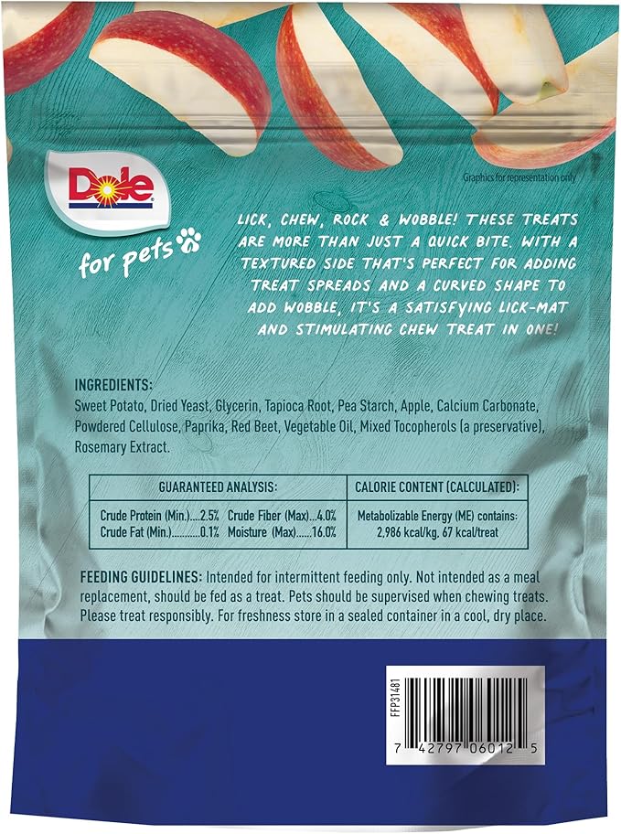 Dole for Pets Freshly Fetched Lasting Chew, Apple Flavor Dog Treats, Small Breeds, No Wheat, Corn, Soy, Artificial Flavors, Colors, or Animal Products, 8 Ounces, 10 Chews