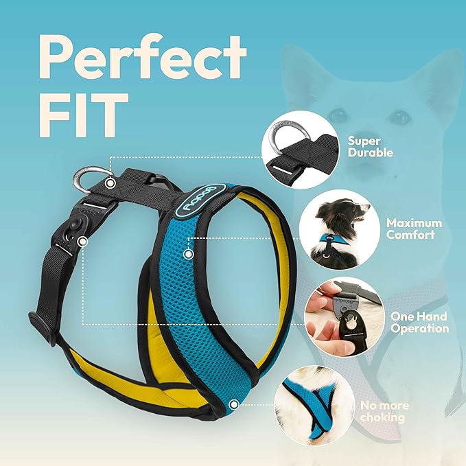 Gooby Comfort X Harness Dual Snap Mesh in Dog Harness - Ocean, Small