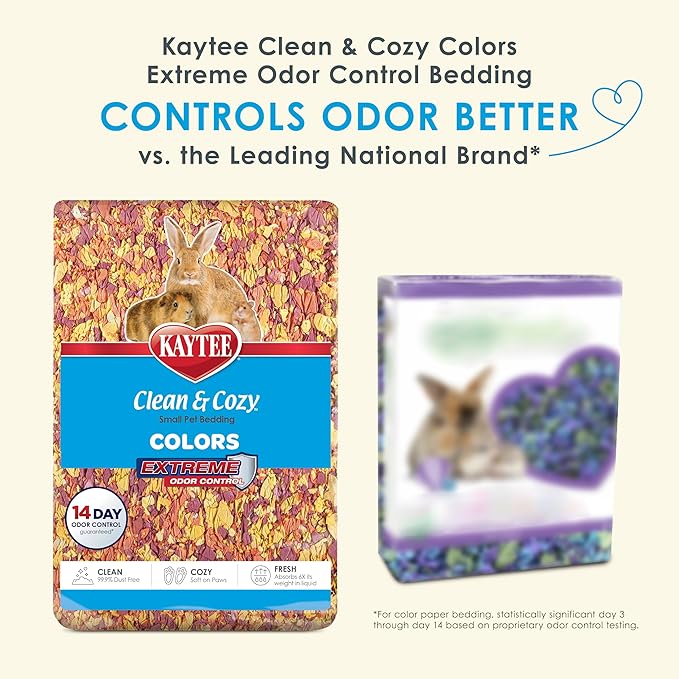Kaytee Clean & Cozy Colors, Small Animal Bedding with Extreme Odor Control, Sunset, 24.6 Liters