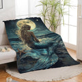 Mermaid Throw Blanket Beach Moon Night Mermaid Stuff Gifts for Kids Girls Boys Adults Women Men Soft Cozy Warm Plush Fluffy Fuzzy Fleece Blanket Decor 60''X80''