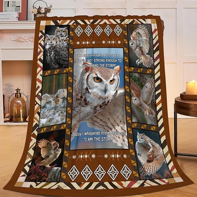 Owl Throw Blanket Owl Stuff Gifts for Kids Girls Boys Adults Women Men Soft Cozy Warm Plush Fluffy Fuzzy Fleece Blanket Decor 50''X60''