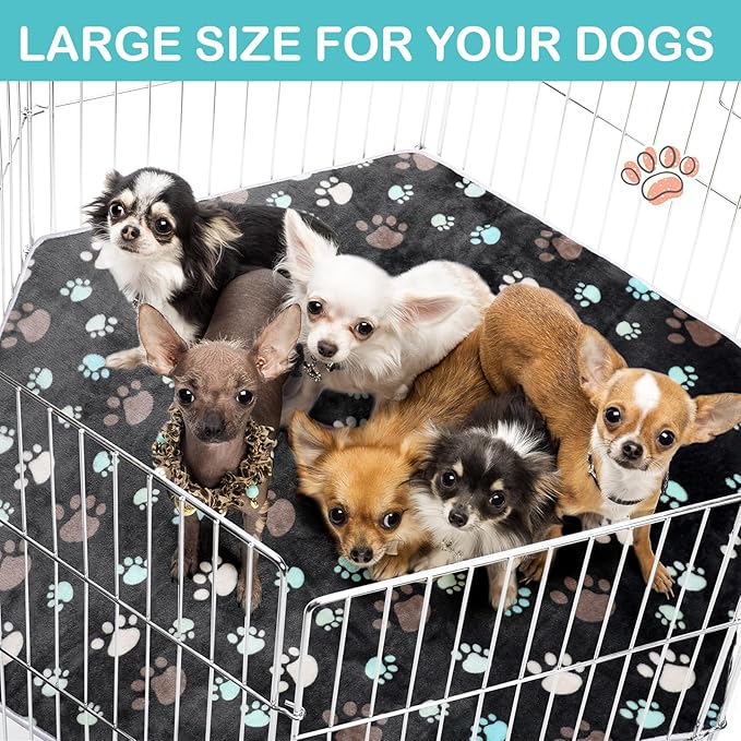 Preboun 4 Pcs 47 in Guinea Pig Playpen Pad Waterproof Hexagon Mat Reusable Dog Playpen Liner for Small Animal Rabbit Cage Tent Pee Pad Washable Yard Fence(Black Paw)