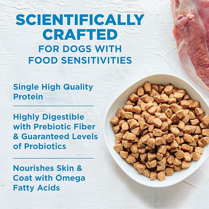 Wellness Simple Limited Ingredient Dry Dog Food for Sensitive Stomachs, Supports Skin & Coat, Wholesome Grains, Natural, Lamb & Oatmeal Recipe, (26-Pound Bag)