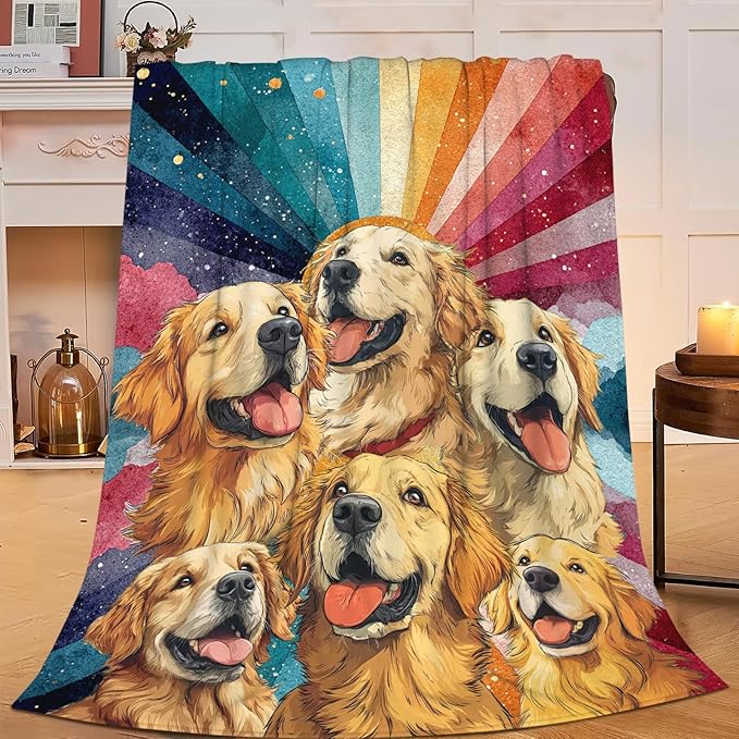 Golden Retriever Throw Blanket Golden Retriever Puppy Stuff Gifts for Dog Lover Kids Girls Boys Adults Women Men Soft Cozy Warm Plush Fluffy Fuzzy Fleece Blanket Decor 40''X50''