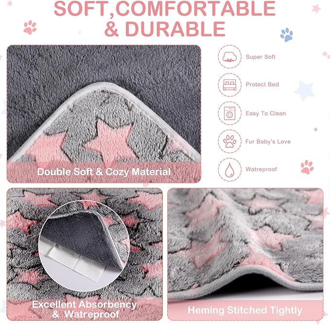 Tudomro 8 Pcs Guinea Pig Blankets Washable Small Pet Fleece Bedding Cage Liners Double Sided Pet Reusable Sleep Mat Pad Cover for Ferret Chinchilla Furniture Protection(Big Star,12 x 12 Inch)
