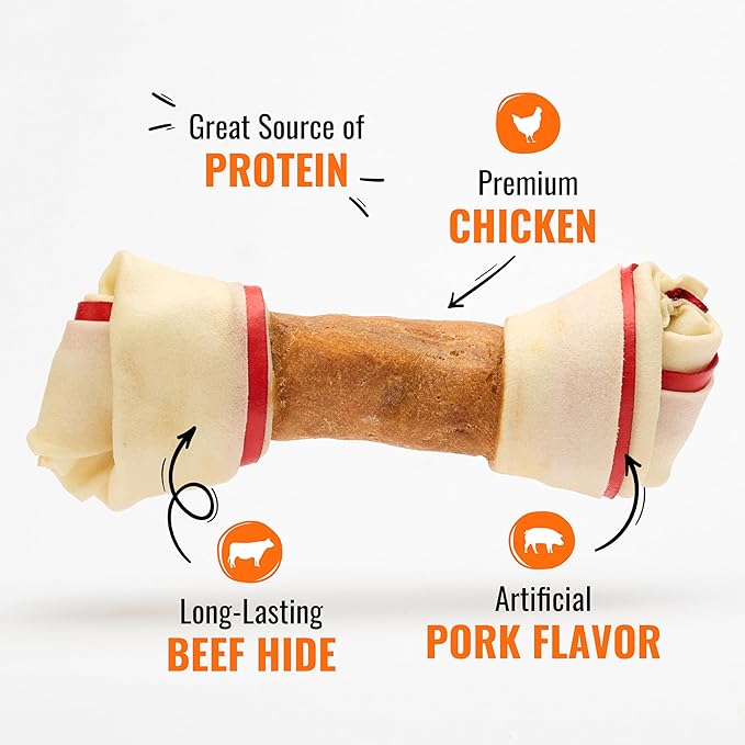 Good ‘n’ Fun Triple Flavor 8-Inch Bone for All Dogs, 1 Count, Treat Your Dog to Long-Lasting Chews Made with Beef Hide, Chicken and Artificial Pork Flavor