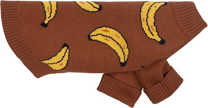 Fitwarm Banana Dog Sweater, Thermal Dog Winter Clothes for Small Dogs Boy Girl, Pet Outfit, Brown, Yellow, Medium