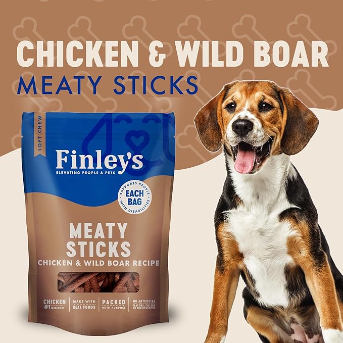 Finley's Chicken & Wild Boar Meaty Sticks, Limited Ingredient Dog Treats with Real Meat, 12oz, 6 Pack