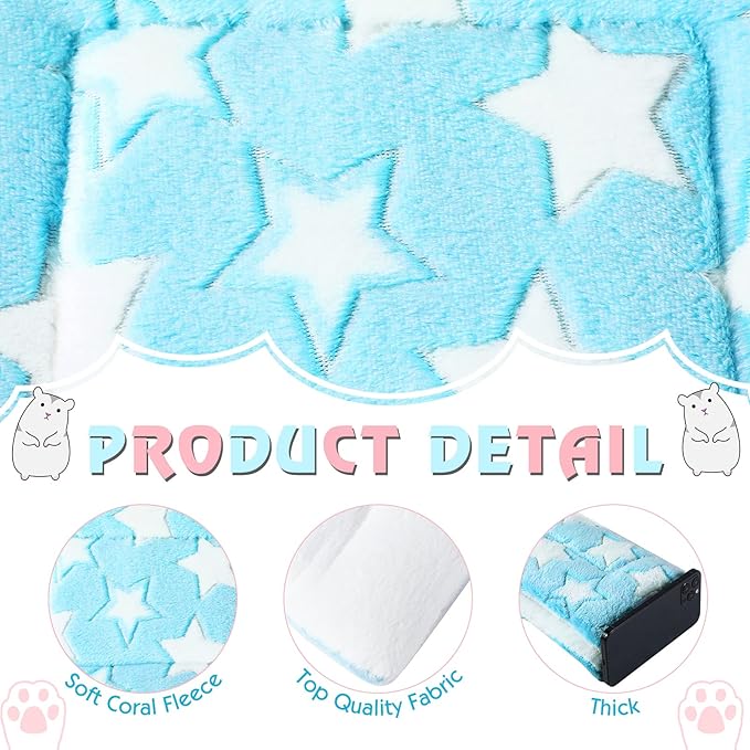 Tuanse 4 Pack Guinea Pig Bed Mat Bedding Rabbit Winter Bed Pad for Indoor Warm Small Animal Mattres Fleece Sleeping Pad for Hedgehogs Bunny Ferrets Hamster(Star,13 x 10 Inch)