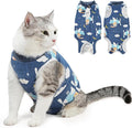 SlowTon Cat Recovery Suit - Cat Onesie for Cats After Surgery Female Male, Kitten Clothes Cats Surgical Spay Suit Abdominal Wounds, E-Collar Alternative Bodysuit Shirt Anti-Licking (Navy, L)