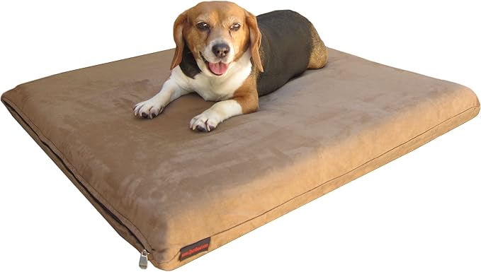 Dogbed4less 2 Pack Gel Cooling Memory Foam Dog Bed for Small to Medium Pet with Waterproof Internal Cover, Microsuede Brown 34X27X3 Inches