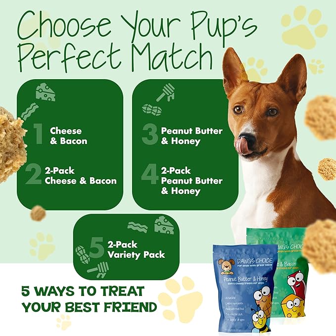 DAWG'S CHOICE Soft & Chewy Dog Treats, Cheese & Bacon Snacks for Dogs, Dog Treats Made in USA, Human Grade, All-Natural Ingredients, High Value Training Treats,- for Small, Medium & Large Dogs