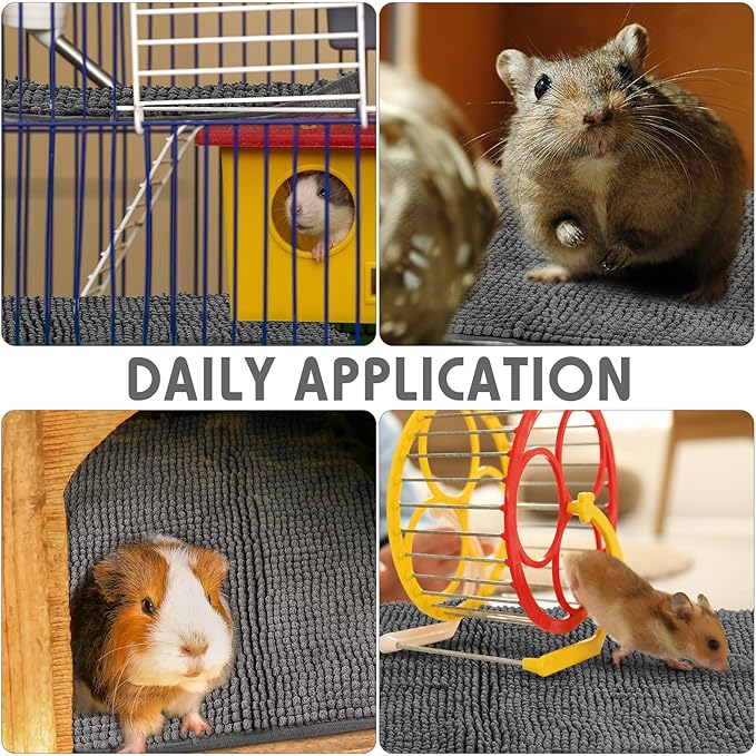 Amylove 4 Pcs Guinea Pig Cage Liner Washable Fleece Pee Pads Pet Dog Cat Bedding Training Mat for Small Animal Guinea Pig Puppy Bunny Hamster(12 x 12 Inch,Square,Dark Gray)