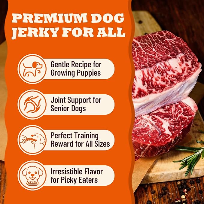 17.6oz Marbly Beef Strips for Dog Jerky Treats - Natural High Protein Beefhide for Dental Chews - Supports Hip & Joint Health - Dog Training Treats for Small & Large Dogs