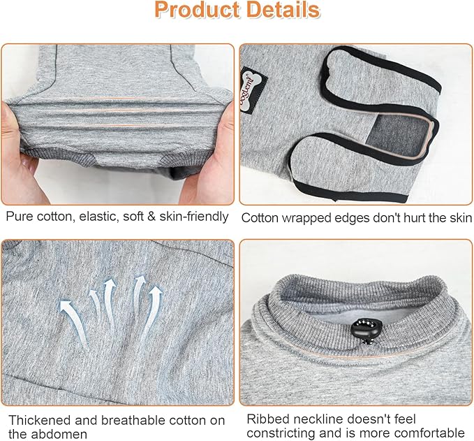 DogLemi Cat Surgery Recovery Suit Male Female Universal Breathable Pure Cotton Cat Onesie After Spay Neuter Soft Kitten Cloth Wear for Surgical Abdominal Wound Skin Diseases Cone Alternative (XS)