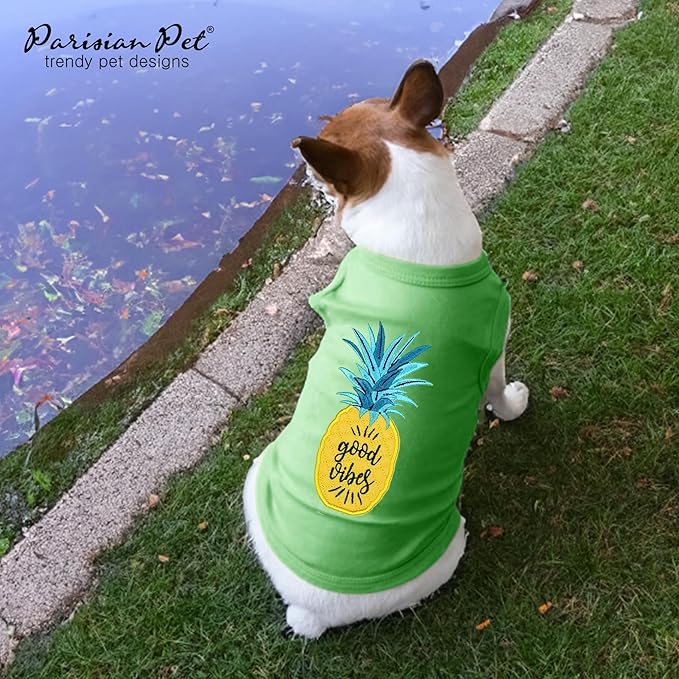 Parisian Pet Dog Shirt – 100% Cotton Shirts for Large Dogs – Tropical Sleeveless Pet Vest – Lightweight and Breathable Dogs Apparel – Cute Dog Clothes - Stretchy T Shirts for Pets