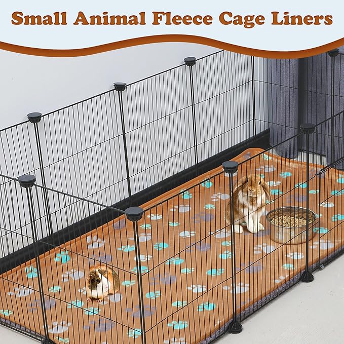 YUEPET Waterproof Guinea Pig Blankets Washable 3 Pack Small Animal Fleece Cage Liners Pet Soft Sleep Mat Pad Cover Warm Flannel Throw for Hamster Guinea Pig Rabbit Chinchilla Hedgehog Ferret 48"×24"