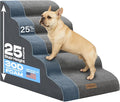 Extra Wide Dog Stairs for Large Dogs Up to 80lbs, 25" Pet Steps for High Bed with Washable Cover, 5-Step Foam Bed & Couch Ladder for Small Medium Dogs & Senior Cat, Gray
