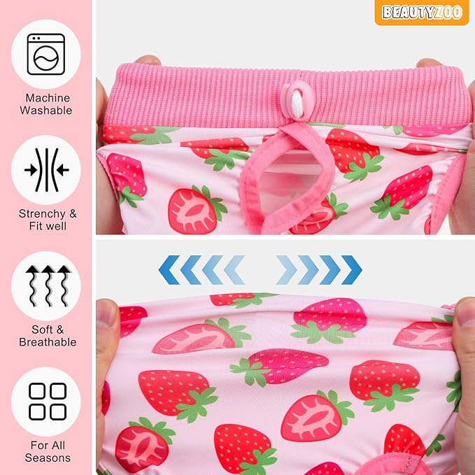 BEAUTYZOO 2 Pack Cat Recovery Suit, Cat Onesie for Cats After Surgery Female Male, Kitten Spay Neuter Surgical Recovery Body Suit Cone of Shame Alternative, Anti Lick Pet Anxiety Vest,Strawberry,S
