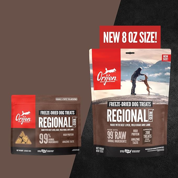 ORIJEN Grain Free High Protein Freeze Dried Dog Treats Regional Red Recipe 1.5oz Bag