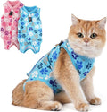 Cat Recovery Suit – Soft, Breathable Onesie for Female & Male Pets After Surgery, Spay, Neuter or Wounds, Surgery Outfit, Cone Alternative, Litter Access, Machine Washable, Blue Paw Print