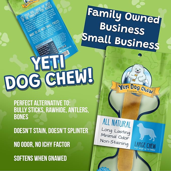 Yeti Dog Chew Yak Cheese Himalayan Dog Chews Long Lasting, Healthy, for Large, Medium and Small Dogs, Yak Bones for Dogs, Natural Yak Cheese Dog Chews, X-Large, 3 lb, Approx 8 Pcs