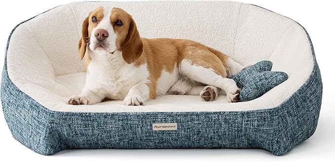 Cooling Orthopedic Dog Bed Medium Size Dog, High-Resilience Memory Foam Support, All-Season Comfort Pet Bed with 3 Washable Removable Cover & Waterproof Liner, Never Sag Dog Couch with Bone Toy