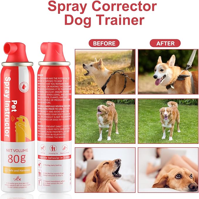 Corrector Spray Dog Trainer, 80ml 2 Pack Corrector Spray for Dogs to Stops Barking, Jumping Up Attacks & Unwanted Dog Behaviour Humane Effective