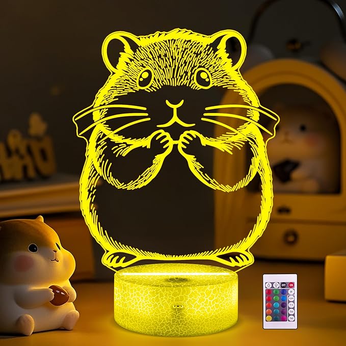 Ammonite Hamster Night Light, 3D LED Lamp with Remote, 16 Color Changing & Timer, Room Decor Light, Vibrant Ambient Lighting, Birthday Xmas Gift for Kids Adults